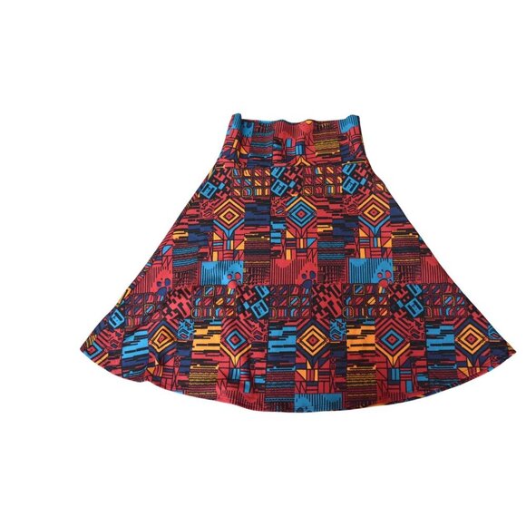 NWT LuLaRoe Womens Azure A Line Skirt Size M Geometric Print Red Blue Yellow - Picture 6 of 7
